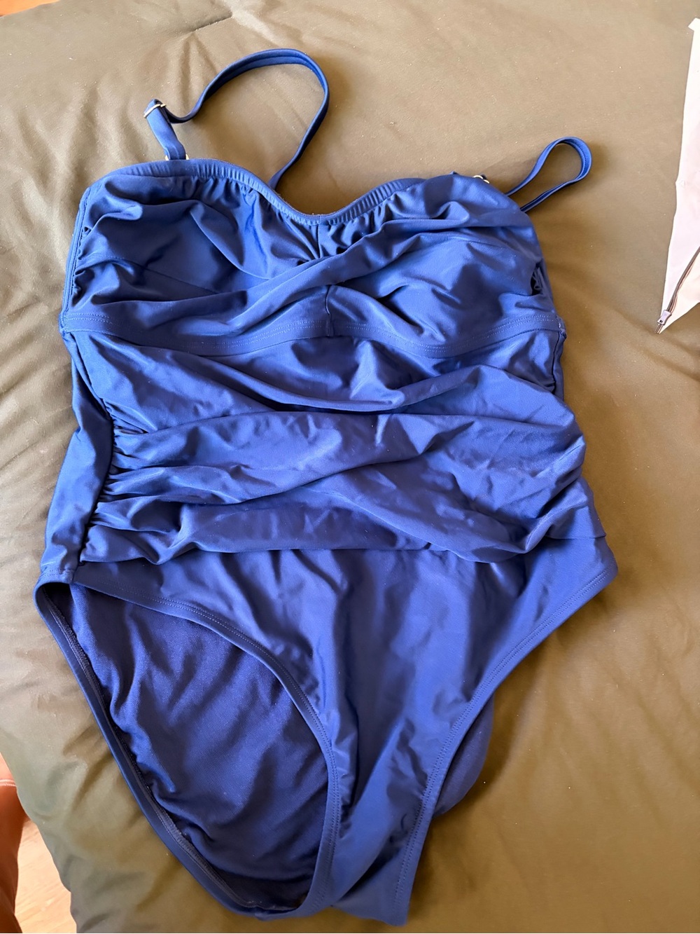 Shade & Shore Navy Blue Ruched One-Piece Swimsuit